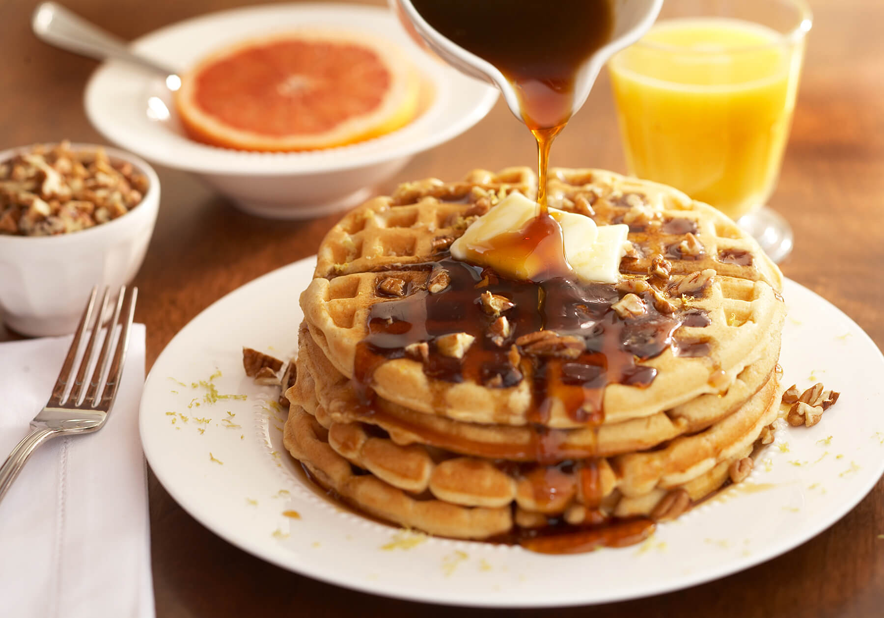 waffle with maple syrup best food photography